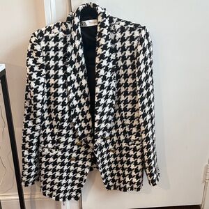Zara Black and White Houndstooth Blazer